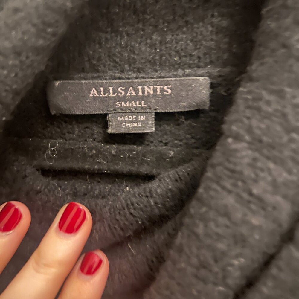 All Saints Cropped Black Turtleneck Sweater - Size Small - Picture 3 of 4